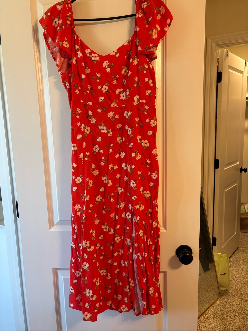 NWT Old Navy Red Floral Ruffle-Sleeve Women's Dress